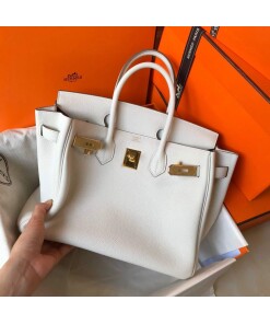 Replica Hermes Birkin Handbags Designer Hermes Tote Bag Togo Leather 28331 White