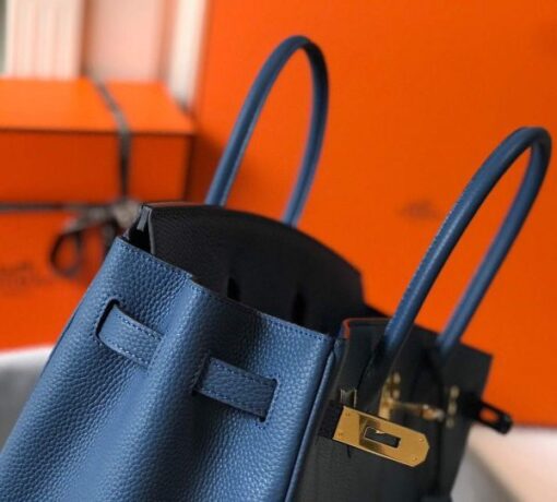 Replica Hermes Birkin Designer Tote Bag Togo Leather 28345 Navy Blue 5