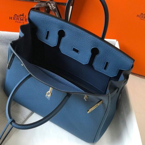 Replica Hermes Birkin Designer Tote Bag Togo Leather 28345 Navy Blue 8