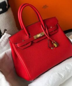 Replica Hermes Birkin Designer Tote Bag Togo Leather 28344 Red 2