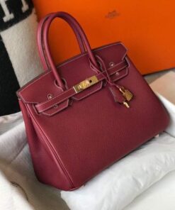 Replica Hermes Birkin Designer Tote Bag Togo Leather 28343 Wine Red 2