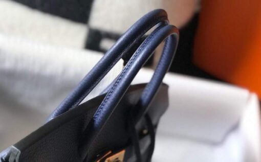 Replica Hermes Birkin Designer Tote Bag Togo Leather 28341 Dark Blue 3