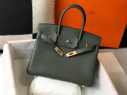 Replica Hermes Birkin Designer Tote Bag Togo Leather 28337 Dark Green 3