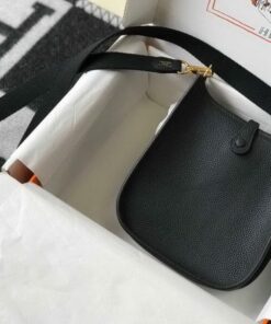 Replica Hermes Evelyne Bag Designer Hermes Mini Crossbody Bag 20383 Gold Buckle Black 2