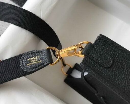 Replica Hermes Evelyne Bag Designer Hermes Mini Crossbody Bag 20383 Gold Buckle Black 6
