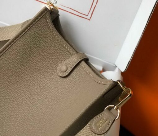 Replica Hermes Evelyne Bag Designer Hermes Mini Crossbody Bag 20382 Gold Buckle Kakhi 5