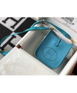 Replica Hermes Evelyne Bag Designer Hermes Mini Crossbody Bag 20381 Gold Blue