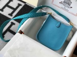 Replica Hermes Evelyne Bag Designer Hermes Mini Crossbody Bag 20381 Gold Blue 2