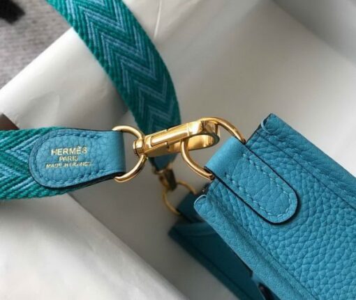 Replica Hermes Evelyne Bag Designer Hermes Mini Crossbody Bag 20381 Gold Blue 7