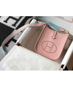 Replica Hermes Evelyne Bag Designer Hermes Mini Crossbody Bag 20380 Gold Pink