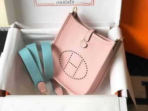 Replica Hermes Evelyne Bag Designer Hermes Mini Crossbody Bag 20380 Gold Pink 4