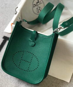 Replica Hermes Evelyne Bag Designer Hermes Mini Crossbody Real Bag 20427 Dark Green 2
