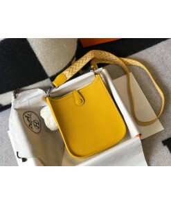 Replica Hermes Evelyne Bag Designer Hermes Mini Crossbody Real Bag 20426 Yellow
