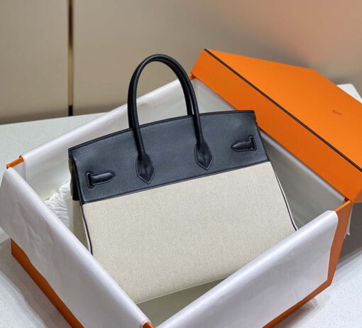 Replica Hermes Birkin Tote Bag Swift leather with canvas 285904 10