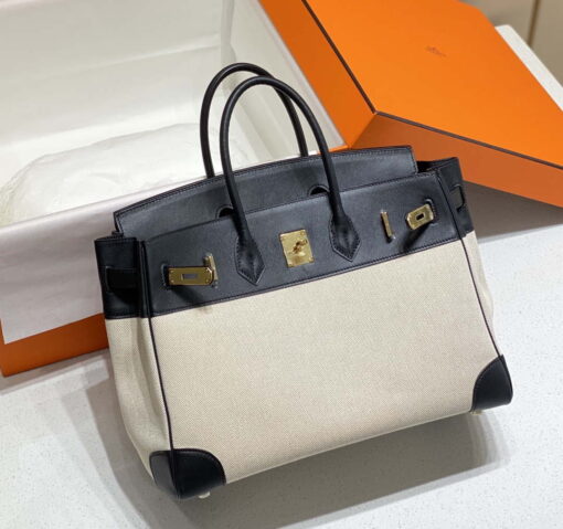 Replica Hermes Birkin Tote Bag Swift leather with canvas 285904 11