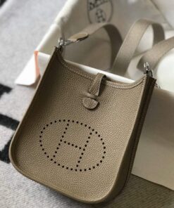 Replica Hermes Evelyne Bag Designer Hermes Mini Crossbody Real Bag 20425 Light Grey 2