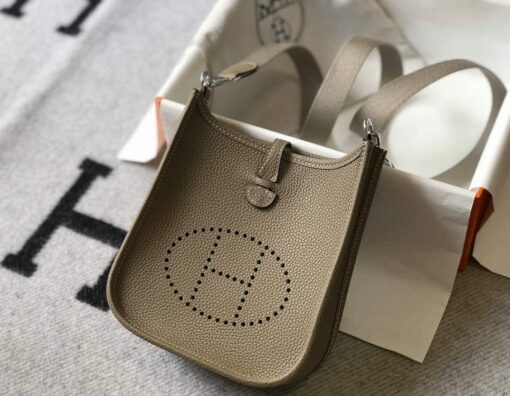 Replica Hermes Evelyne Bag Designer Hermes Mini Crossbody Real Bag 20425 Light Grey 2