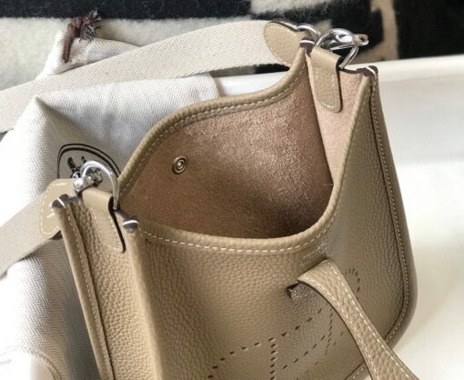Replica Hermes Evelyne Bag Designer Hermes Mini Crossbody Real Bag 20425 Light Grey 8