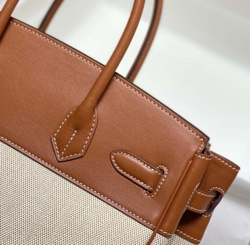 Replica Hermes Birkin Tote Bag Swift leather with canvas 285903 3