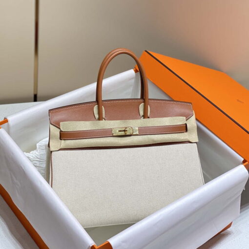 Replica Hermes Birkin Tote Bag Swift leather with canvas 285903 9