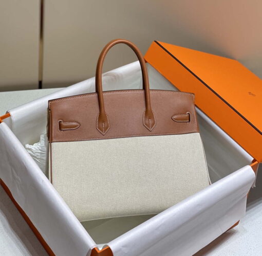 Replica Hermes Birkin Tote Bag Swift leather with canvas 285903 10