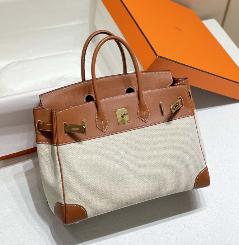 Replica Hermes Birkin Tote Bag Swift leather with canvas 285903 11