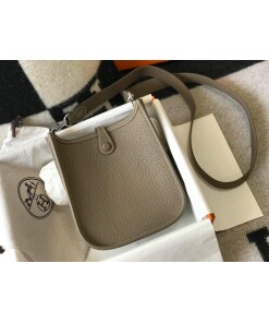 Replica Hermes Evelyne Bag Designer Hermes Mini Crossbody Real Bag 20423 Gray