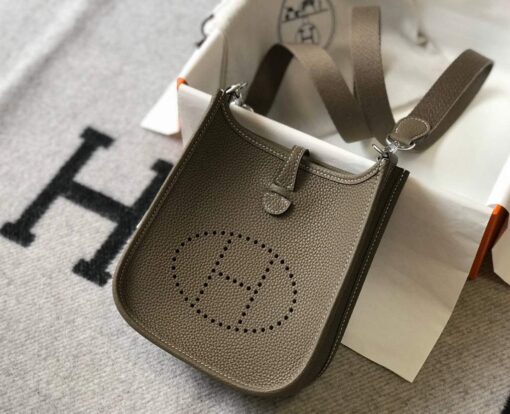 Replica Hermes Evelyne Bag Designer Hermes Mini Crossbody Real Bag 20423 Gray 2