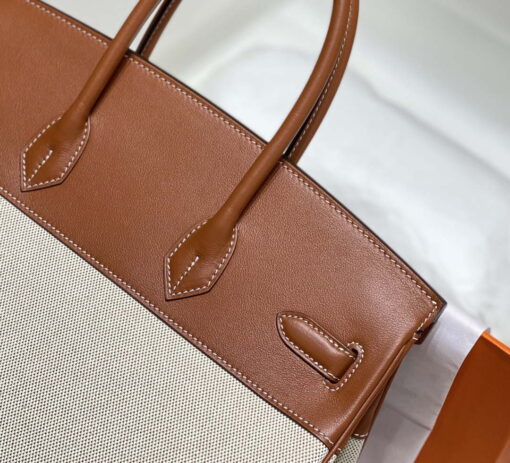 Replica Hermes Birkin Tote Bag Swift leather with canvas 285903 13