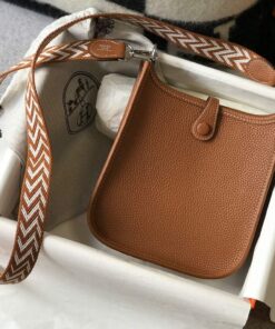 Replica Hermes Evelyne Bag Designer Hermes Mini Crossbody Real Bag 20422 Brown 2