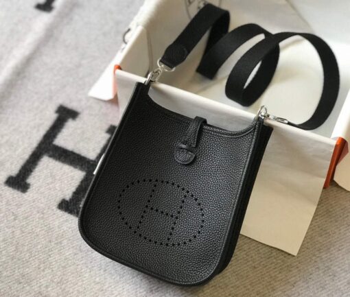 Replica Hermes Evelyne Bag Designer Hermes Mini Crossbody Real Bag 20421 Black 2