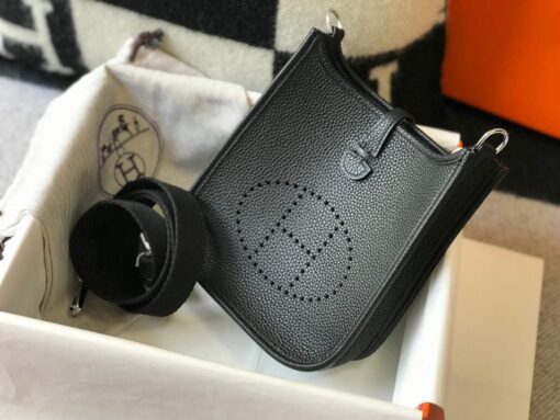 Replica Hermes Evelyne Bag Designer Hermes Mini Crossbody Real Bag 20421 Black 3