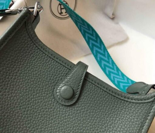 Replica Hermes Evelyne Bag Hermes Mini Crossbody Bag 20412 Silver Buckle Dark Green 5