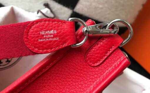 Replica Hermes Evelyne Bag Hermes Mini Crossbody Bag 20411 Silver Buckle Dark Red 7