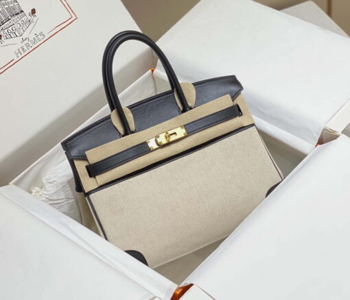 Replica Hermes Birkin Tote Bag Swift leather with canvas 285901 9
