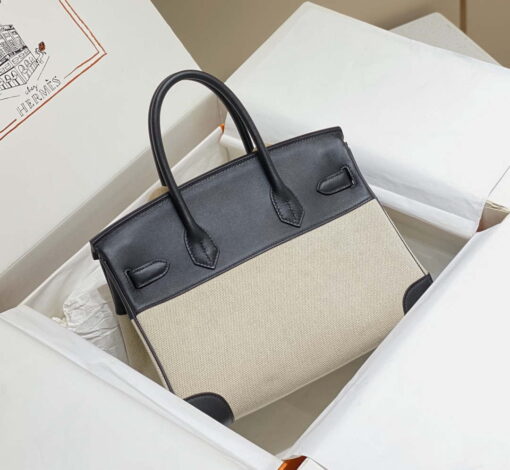 Replica Hermes Birkin Tote Bag Swift leather with canvas 285901 10