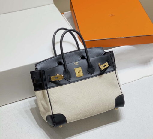 Replica Hermes Birkin Tote Bag Swift leather with canvas 285901 11