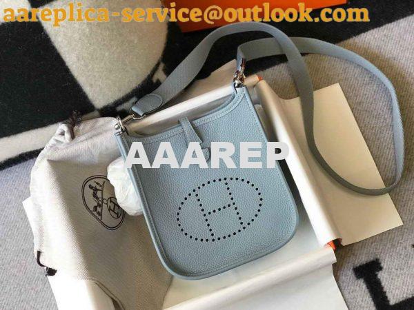 Replica Hermes Evelyne Bag Hermes Mini Crossbody Bag 20409 Silver Buckle Light Blue 2 Replica Hermes Evelyne Bag Hermes Mini Crossbody Bag 20409 Silver Buckle Light Blue 2