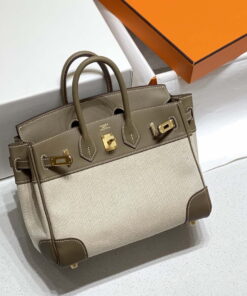 Replica Hermes Birkin Tote Bag Swift leather with canvas 285900 2