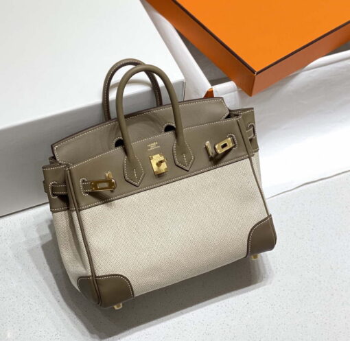 Replica Hermes Birkin Tote Bag Swift leather with canvas 285900 2