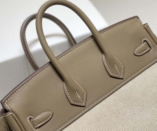 Replica Hermes Birkin Tote Bag Swift leather with canvas 285900 5