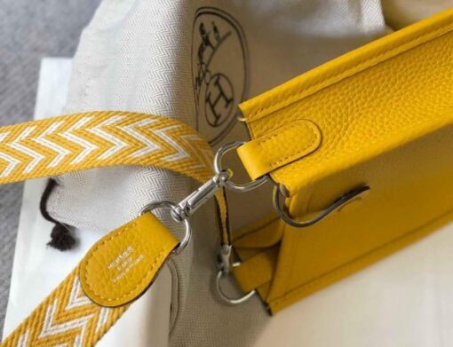 Replica Hermes Evelyne Bag Hermes Mini Crossbody Bag 20408 Silver Buckle Yellow 6