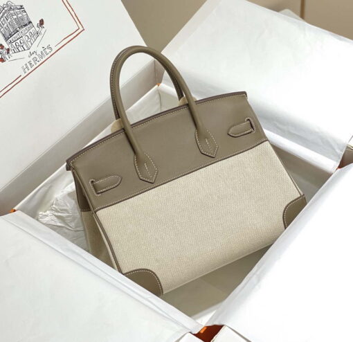 Replica Hermes Birkin Tote Bag Swift leather with canvas 285900 10