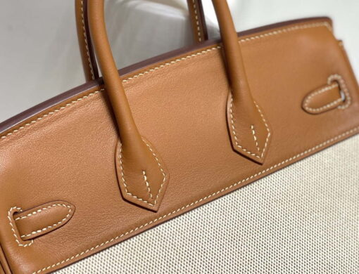 Replica Hermes Birkin Tote Bag Swift leather with canvas 285899 5