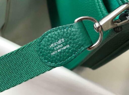 Replica Hermes Evelyne Bag Hermes Mini Crossbody Bag 20404 Silver Buckle Dark Green 6