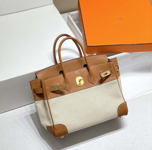 Replica Hermes Birkin Tote Bag Swift leather with canvas 285899 13