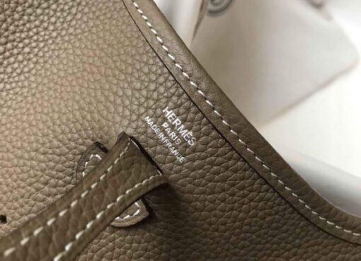 Replica Hermes Evelyne Bag Hermes Mini Crossbody Bag 20400 Silver Buckle Dark Gray 4