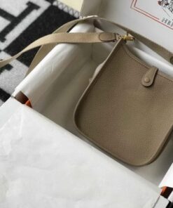 Replica Hermes Evelyne Bag Designer Hermes Mini Crossbody Bag 20395 Gold Buckle Gray 2