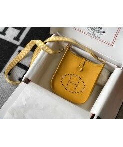 Replica Hermes Evelyne Bag Designer Hermes Mini Crossbody Bag 20392 Gold Buckle Yellow