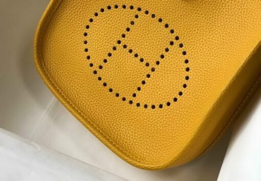 Replica Hermes Evelyne Bag Designer Hermes Mini Crossbody Bag 20392 Gold Buckle Yellow 3